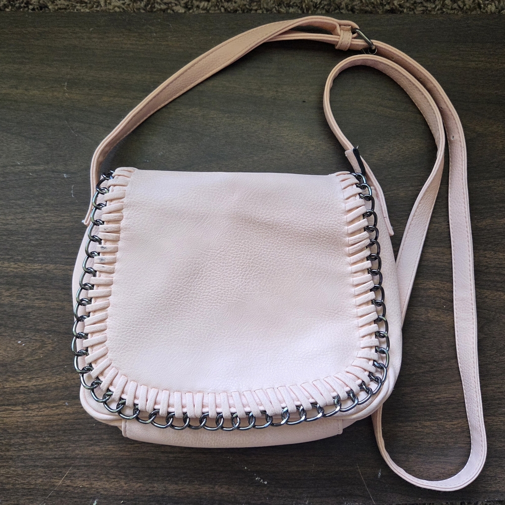 Torrid Blush Pink Faux Leather Crossbody Purse Whipstitch Trim With Hardware